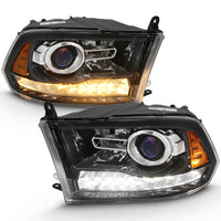 ANZO 2009-2018 Dodge Ram 1500 Projector Plank Style Switchback H.L Halo Black Amber (OE Style) - Burkken Auto Parts
