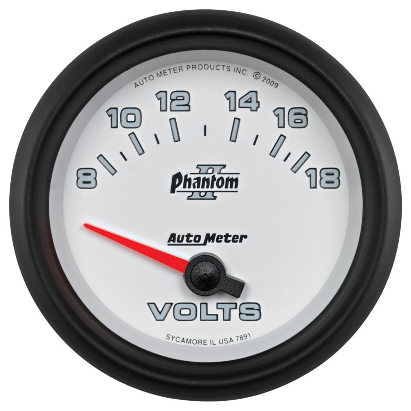Autometer Phantom II 2-5/8in 18V Electric Voltmeter Gauge - Burkken Auto Parts