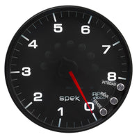 Autometer Spek-Pro Gauge Tachometer 5in 8K Rpm W/Shift Light & Peak Mem Black/Black - Burkken Auto Parts