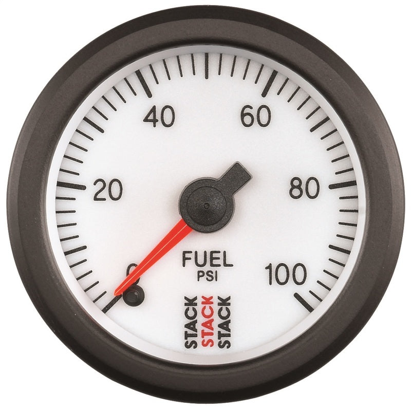 Autometer Stack 52mm 0-100 PSI 1/8in NPTF Male Pro Stepper Motor Fuel Pressure Gauge - White - Burkken Auto Parts