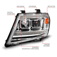 ANZO 09-20 Nissan Frontier Chrome Projector Plank Style DRL w/ Switchback & Sequential LED DRL - Burkken Auto Parts