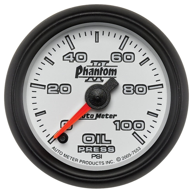 Autometer Phantom II 52mm Full Sweep Electronic 0-100 PSI Oil Pressure Gauge - Burkken Auto Parts