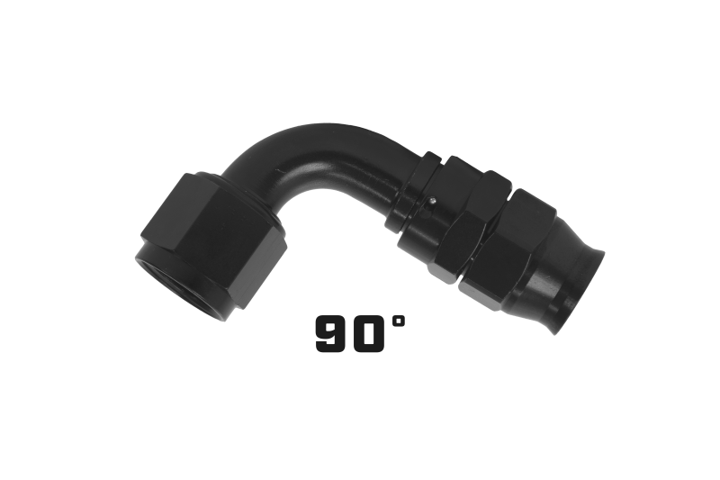 Aeromotive PTFE Hose End - AN-10 - 90 Deg - Black Anodized - Burkken Auto Parts