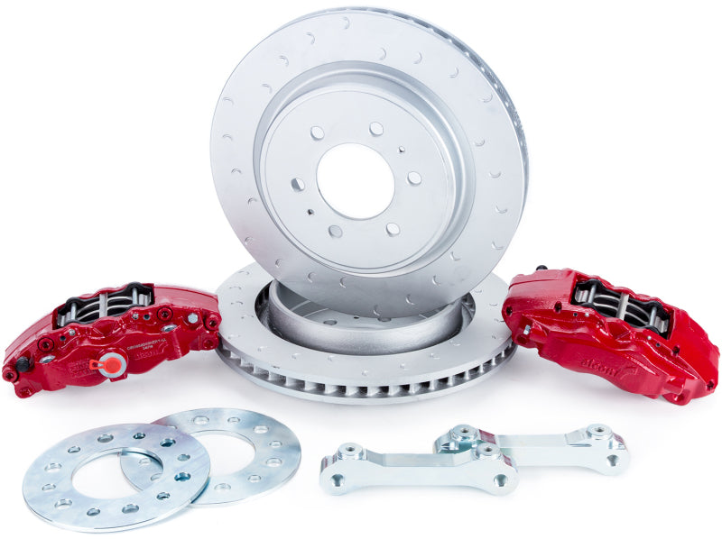 Alcon 10-14/17-18 Raptor/09-17 F150 360x32 Rotors 4-Piston Rear Brake Kit w/o Elect Park Brake - Red - Burkken Auto Parts