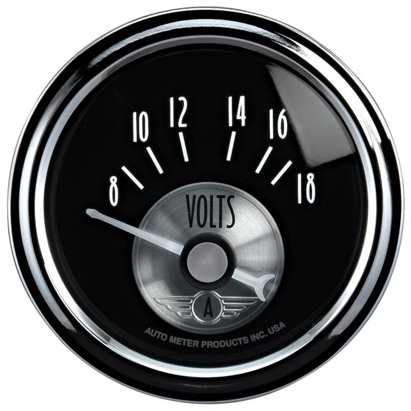 Autometer Prestige Series Black 2-1/16in 8-18V Short Sweep Electronic Voltmeter Gauge - Burkken Auto Parts