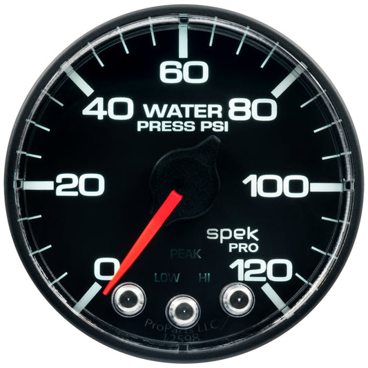 Autometer Spek-Pro Gauge Water Press 2 1/16in 120psi Stepper Motor W/Peak & Warn Blk/Blk - Burkken Auto Parts