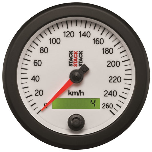 Autometer Stack Instruments 88MM 0-260 KM/H Programmable Speedometer - White - Burkken Auto Parts