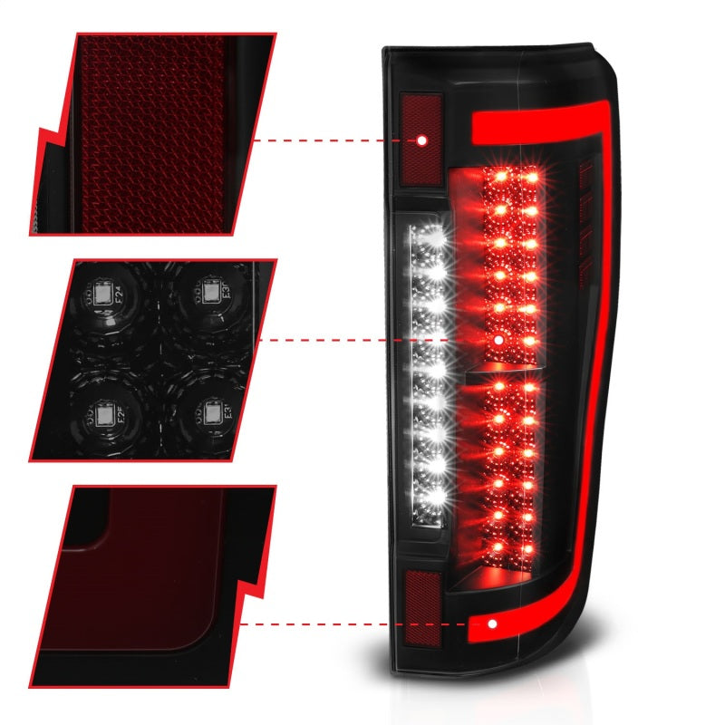 ANZO 2017+ Ford F-250 LED Taillights - Black/Smoke - Burkken Auto Parts