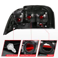 ANZO 1994-1998 Ford Mustang Taillight Dark Red Lens (OE Style) - Burkken Auto Parts