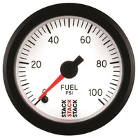 Autometer Stack 52mm 0-100 PSI 1/8in NPTF Male Pro Stepper Motor Fuel Pressure Gauge - White - Burkken Auto Parts