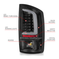ANZO 2002-2006 Dodge  Ram 1500 LED Tail Lights w/ Light Bar Black Housing Clear Lens - Burkken Auto Parts
