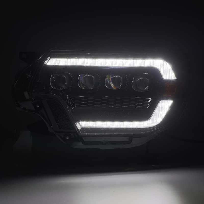 AlphaRex 12-15 Toyota Tacoma NOVA LED Proj Headlights Plank Alpha Blk w/Activ Light/Seq Signal/DRL - Burkken Auto Parts