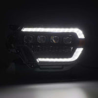 AlphaRex 12-15 Toyota Tacoma NOVA LED Proj Headlights Plank Alpha Blk w/Activ Light/Seq Signal/DRL - Burkken Auto Parts