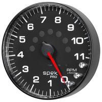 Autometer Spek-Pro Gauge Tachometer 5in 11K Rpm W/Shift Light & Peak Mem Black/Black - Burkken Auto Parts