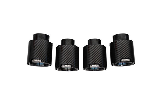 Corsa 20-25 Chevrolet Corvette C8 RWD 4.5in Carbon Fiber Black PVD Tip Kit (For Corsa Exhaust Only) - Burkken Auto Parts