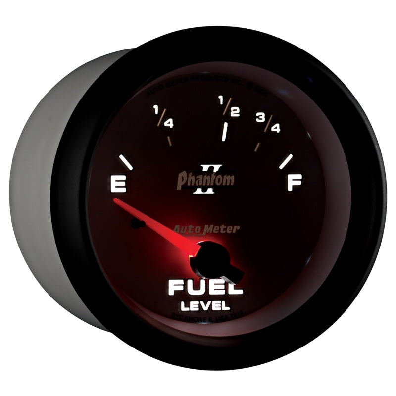 Autometer Phantom II 2-5/8in / 73 Ohms Empty - 10 Ohms Full Electrical Fuel Level Gauge - Burkken Auto Parts