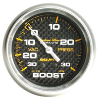 Autometer Carbon Fiber 52mm 30 PSI Mechanical Boost Gauge - Burkken Auto Parts