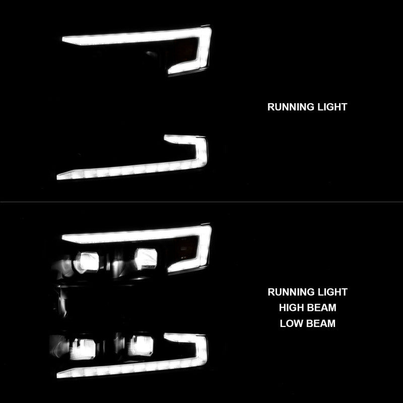 ANZO 19-22 Chevrolet Silverado 1500 LED Proj HL w/Lgt Bar SwBk Seq. Blk w/In. Light - Passenger Side - Burkken Auto Parts