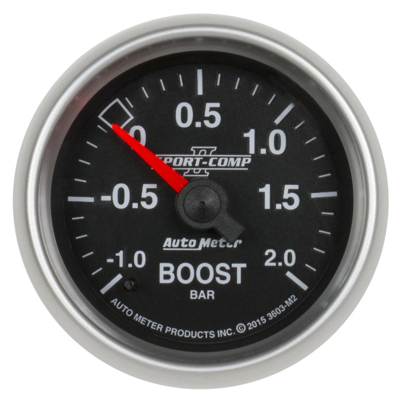 Autometer Sport-Comp II Gauge Vac/Boost 2 1/16in -1 - +2 Bar Mechanical Sport-Comp II - Burkken Auto Parts