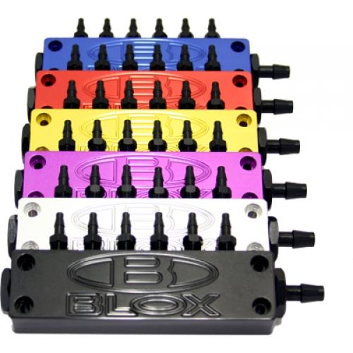 BLOX Racing Surface-mount Vacuum Block - 6-Port / Billet Aluminum - Silver - Burkken Auto Parts