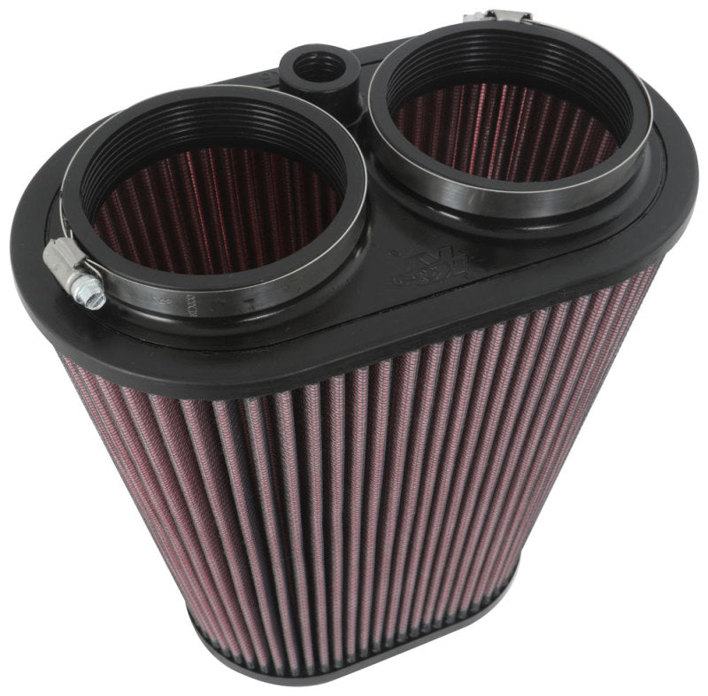 K&N Universal Clamp-On Air Filter 3-1/8in Dual FLG  8-7/8in X 5-3/16 B 6-1/4in X 4IN T, 9inH W/STUD - Burkken Auto Parts