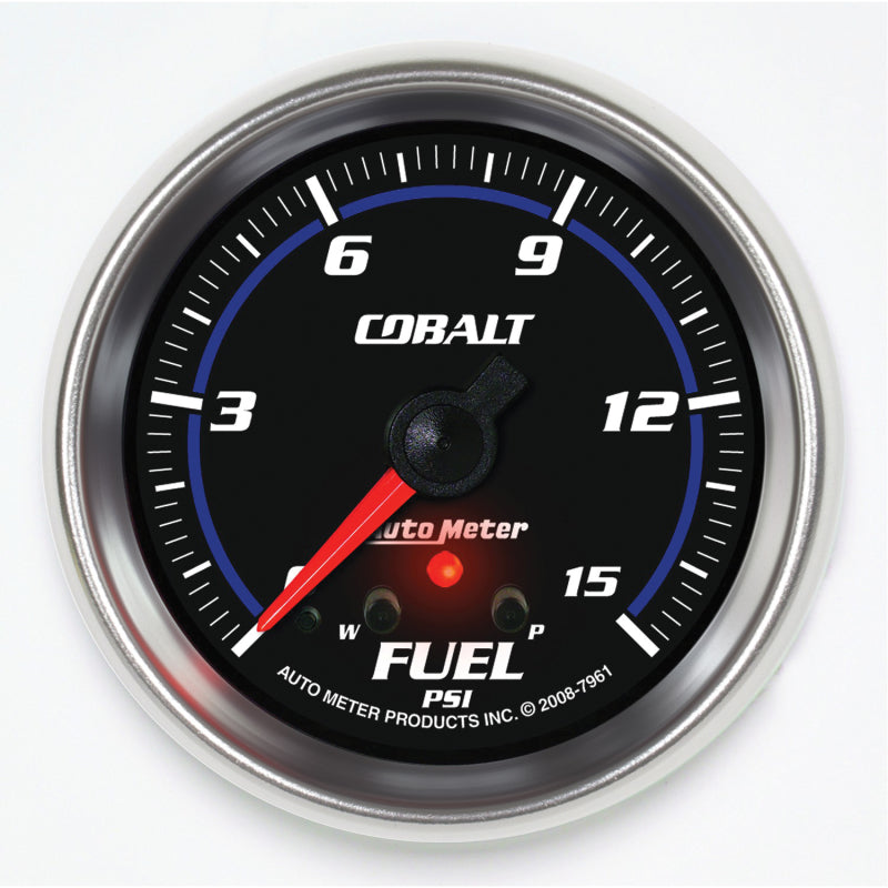 AutoMeter Gauge Fuel Press 2-5/8in. 15PSI Stepper Motor W/ Peak & Warn Cobalt - Burkken Auto Parts