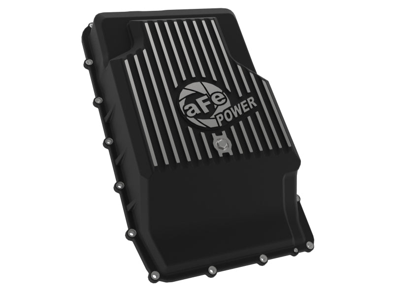 aFe 17-24 Ford F-150 10R60/10R80 Pro Series Rear Transmission Pan Black w/ Machined Fins - Burkken Auto Parts