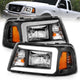 ANZO 2001-2011 Ford Ranger Crystal Headlights w/ Light Bar Black Housing - Burkken Auto Parts