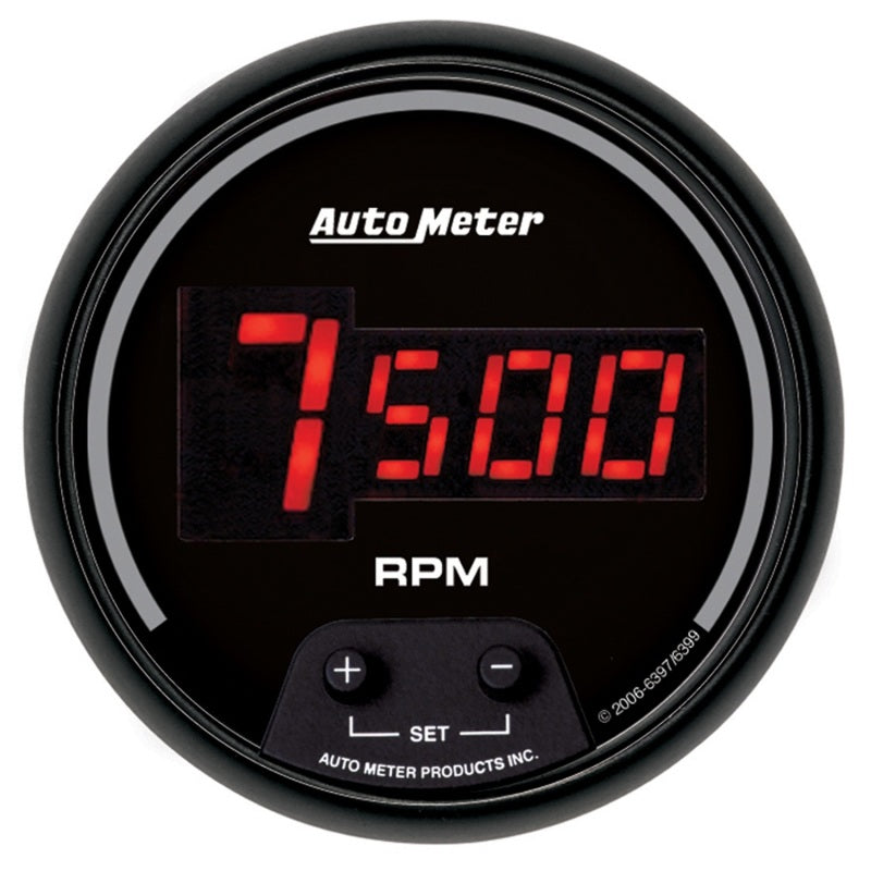 AutoMeter Gauge Tach 3-3/8in. 10K RPM In-Dash Digital Black Dial W/ Red Led - Burkken Auto Parts