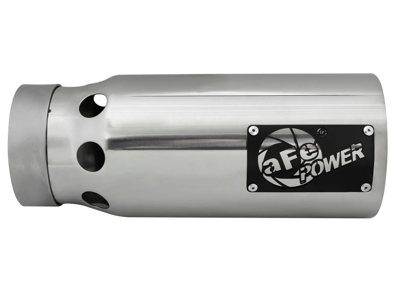 aFe SATURN 4S 4in SS Intercooled Exhaust Tip - Polished 4in In x 5in Out x 12in L Bolt-On - Burkken Auto Parts
