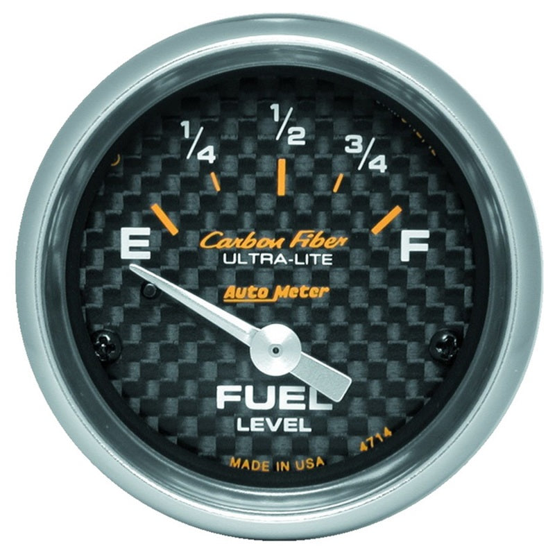 Autometer Carbon Fiber 52mm 0E-90F Short Sweep Electronic Fuel Level Gauge - Burkken Auto Parts