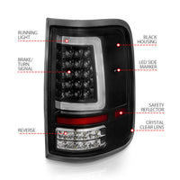 ANZO 2004-2006 Ford F-150 LED Tail Lights w/ Light Bar Black Housing Clear Lens - Burkken Auto Parts