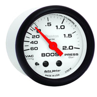 Autometer Phantom 2-1/16in 60CM/HG - 2.0 Bar - Mechanical Gauge - Burkken Auto Parts