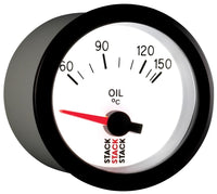 Autometer Stack 52mm 60-150 Deg C M10 Male Electric Oil Temp Gauge - White - Burkken Auto Parts