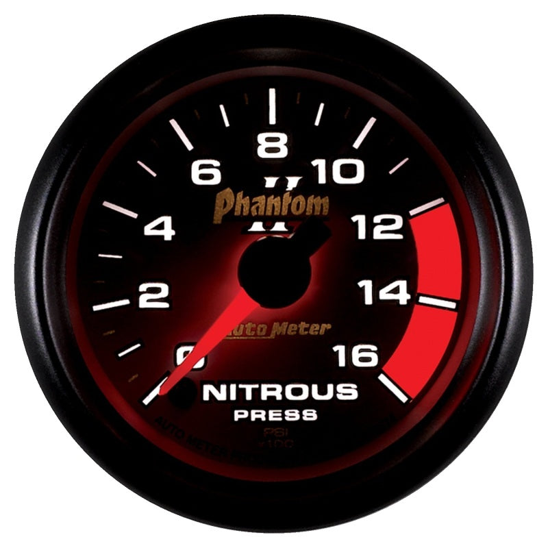 Autometer Phantom II 2-1/16in 0-1600 PSI Electrical Nitrous Pressure Gauge - Burkken Auto Parts