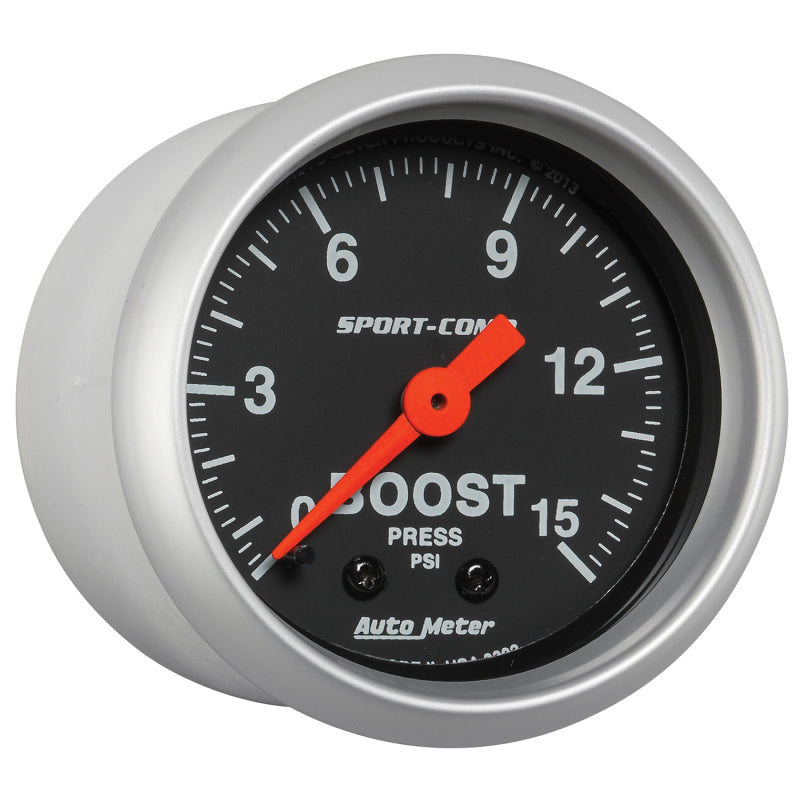 Autometer 2-1/16in 0-15 PSI Mechanical Sport-Comp Boost Pressure Gauge - Burkken Auto Parts