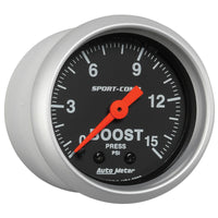 Autometer 2-1/16in 0-15 PSI Mechanical Sport-Comp Boost Pressure Gauge - Burkken Auto Parts
