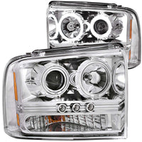 ANZO 2005-2007 Ford Excursion Projector Headlights w/ Halo Chrome w/ LED Strip (CCFL) 1pc - Burkken Auto Parts