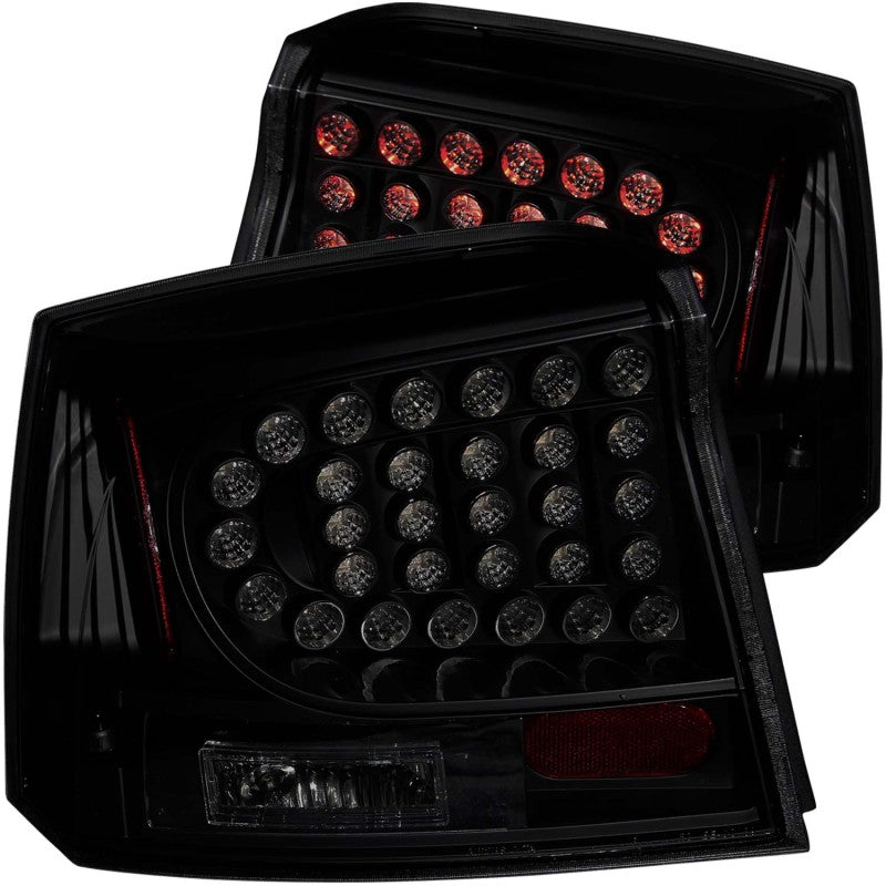ANZO 2006-2008 Dodge Charger LED Taillights Dark Smoke - Burkken Auto Parts