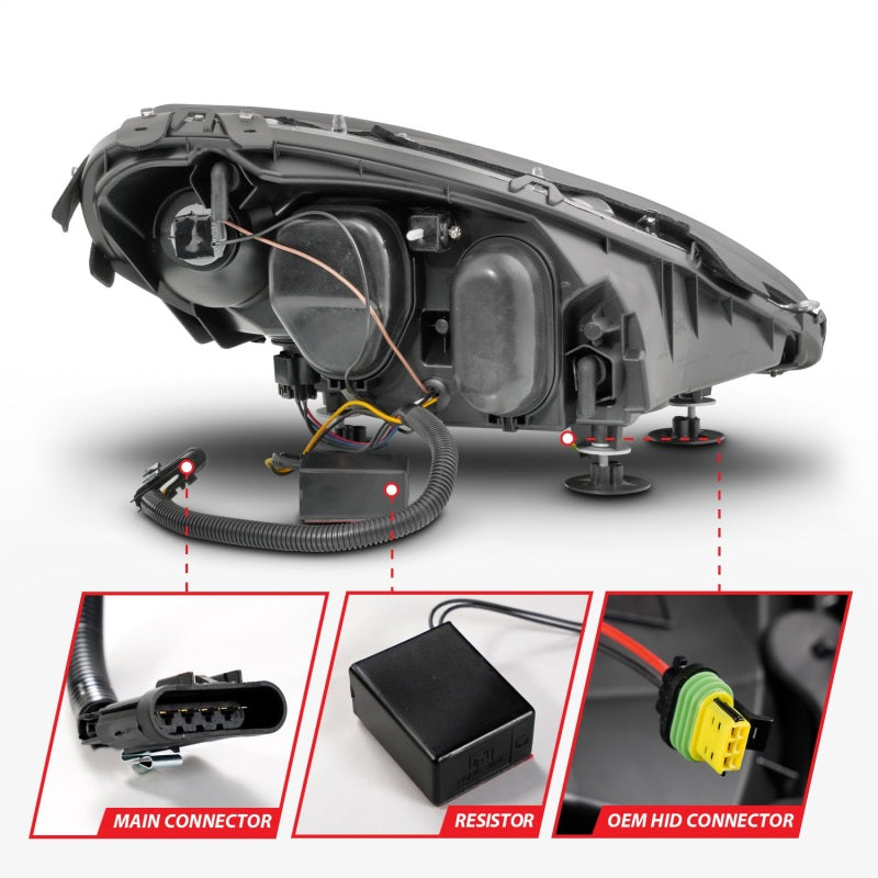 ANZO 05-13 Chevrolet Corvette Projector Headlights w/switchback & Sequential LED - Black Amber - Burkken Auto Parts