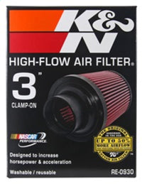 K&N Universal Rubber Filter - Round Tapered 6in Base OD x 3in Flange ID x 6in H - Burkken Auto Parts
