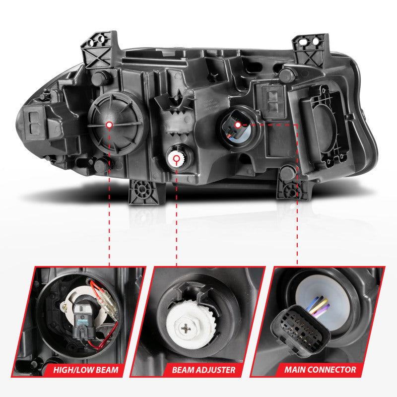 ANZO 2015-2018 Dodge Charger Projector Headlights Plank Style Black - Burkken Auto Parts