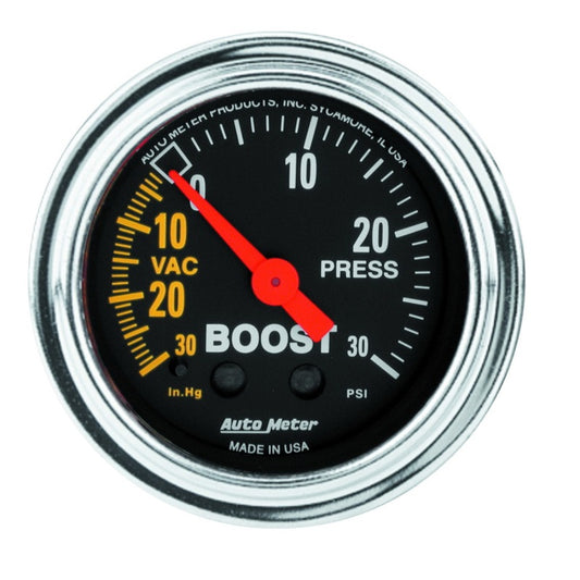 AutoMeter Gauge Vac/Boost 2-1/16in. 30Inhg-30PSI Mechanical Traditional Chrome - Burkken Auto Parts