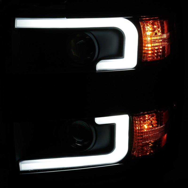 ANZO Projector Headlights 15-17 Chevrolet Silverado 2500HD / 3500HD Black w/ Black Rim - Burkken Auto Parts