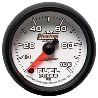 Autometer Phantom II 52.4mm Full Sweep Electronic 0-100psi Fuel Pressure Gauge - Burkken Auto Parts