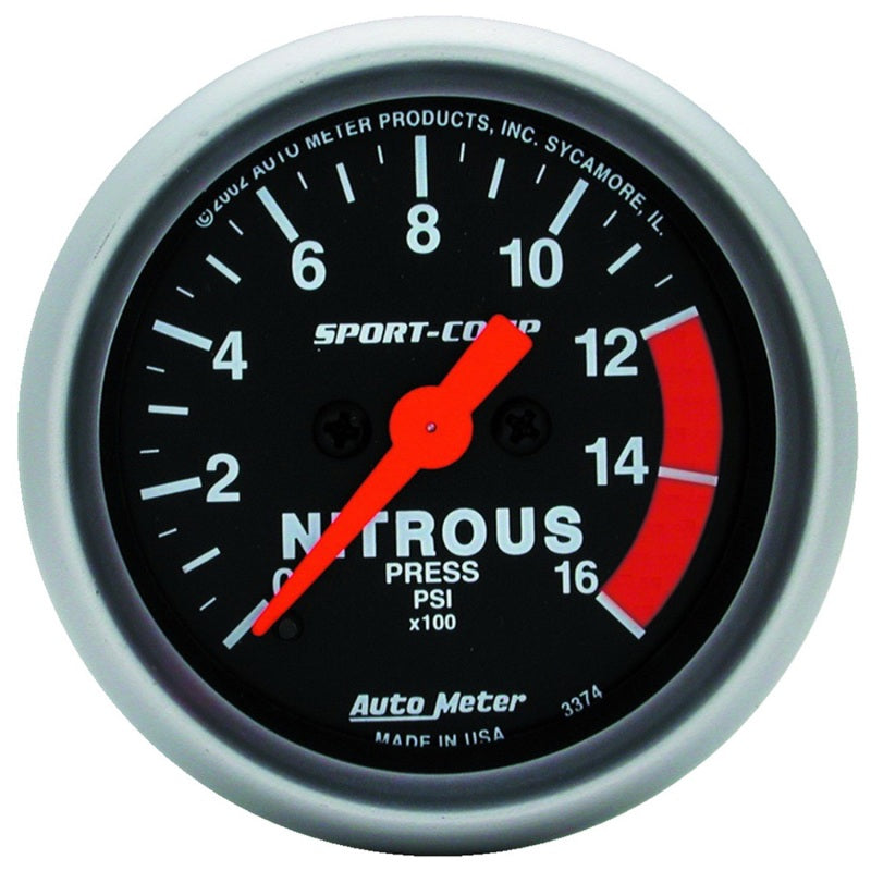 AutoMeter Gauge Nitrous Pressure 2-1/16in. 1600PSI Digital Stepper Motor Sport-Comp - Burkken Auto Parts