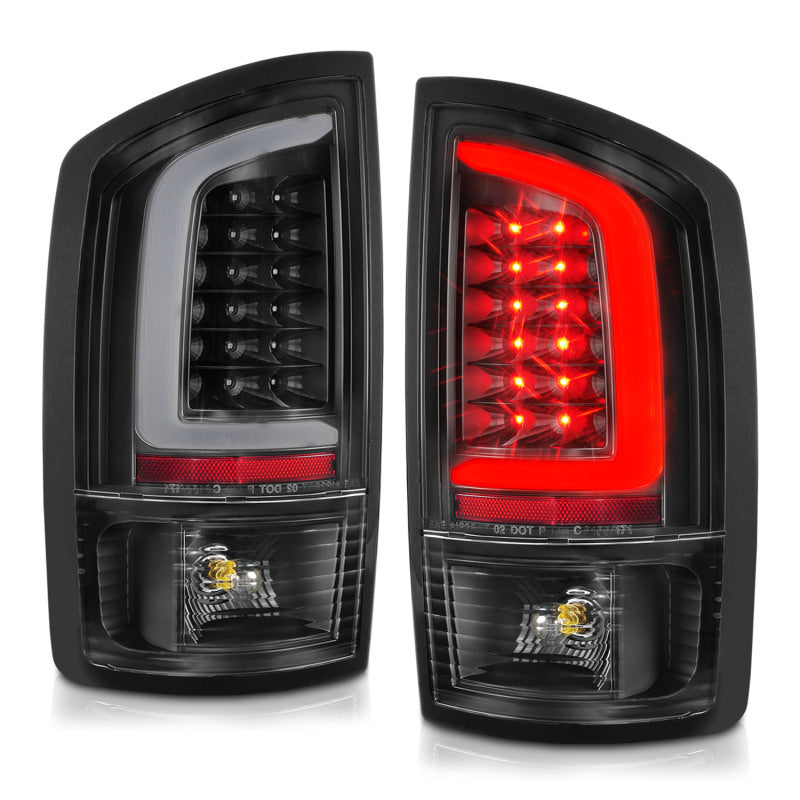 ANZO 2002-2006 Dodge  Ram 1500 LED Tail Lights w/ Light Bar Black Housing Clear Lens - Burkken Auto Parts