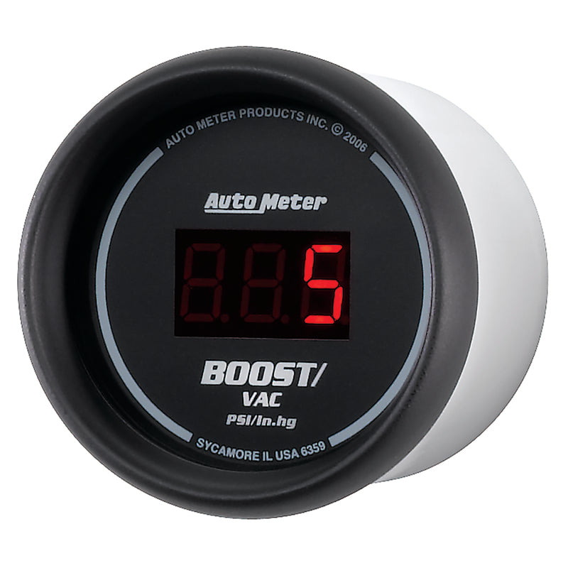 Autometer Black 52mm 30 In Hg.-Vac./30 PSI Digital Vacuum/Boost Gauge - Burkken Auto Parts