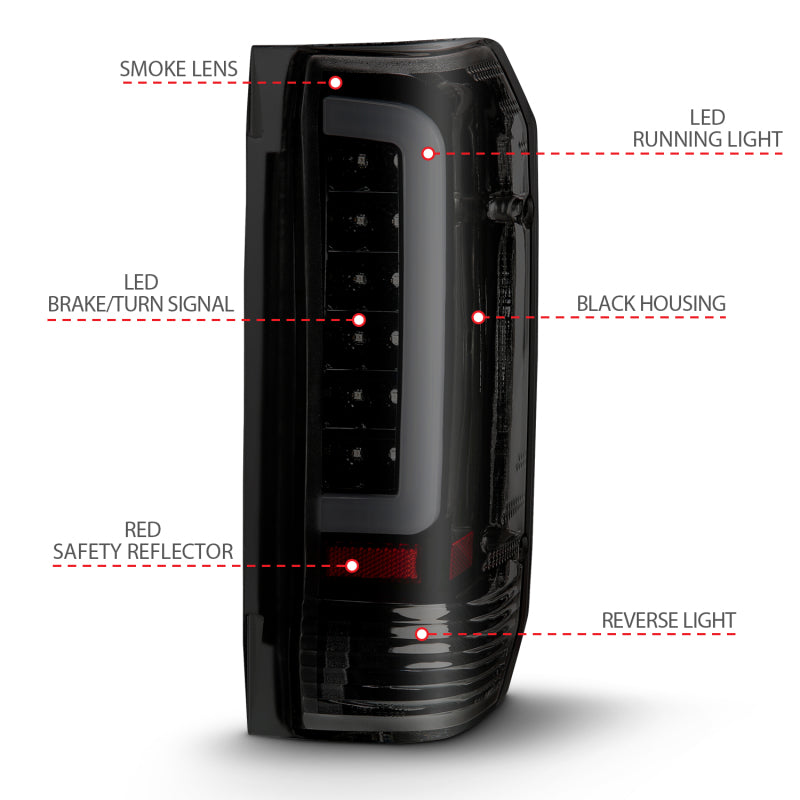 ANZO 1987-1996 Ford F-150 LED Taillights Black Housing Smoke Lens (Pair) - Burkken Auto Parts