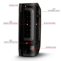 ANZO 1987-1996 Ford F-150 LED Taillights Black Housing Smoke Lens (Pair) - Burkken Auto Parts
